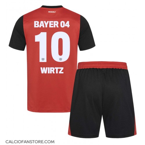 Maglia Calcio Bayer Leverkusen Florian Wirtz #10 Prima Divisa Bambino 2024-25 Manica Corta (+ pantaloncini)